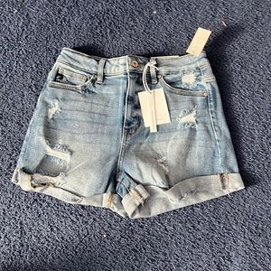 Denim shorts with tags
